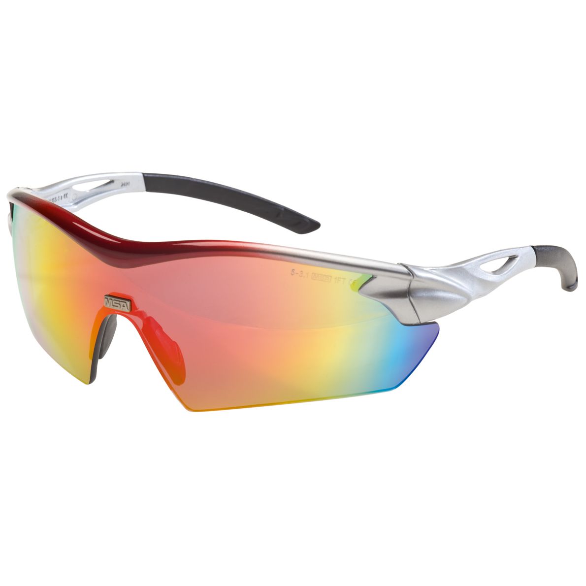 MSA Racer Arbeits- & Militär-Schutzbrille - EN 166 & MIL-V-43511C - Schießbrille + Brillenbeutel - Schwarz/Regenbogen
