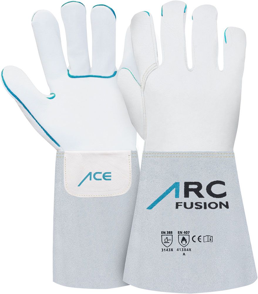 ACE ARC Fusion leather protective gloves - long work gloves for welding - spark & heat resistant