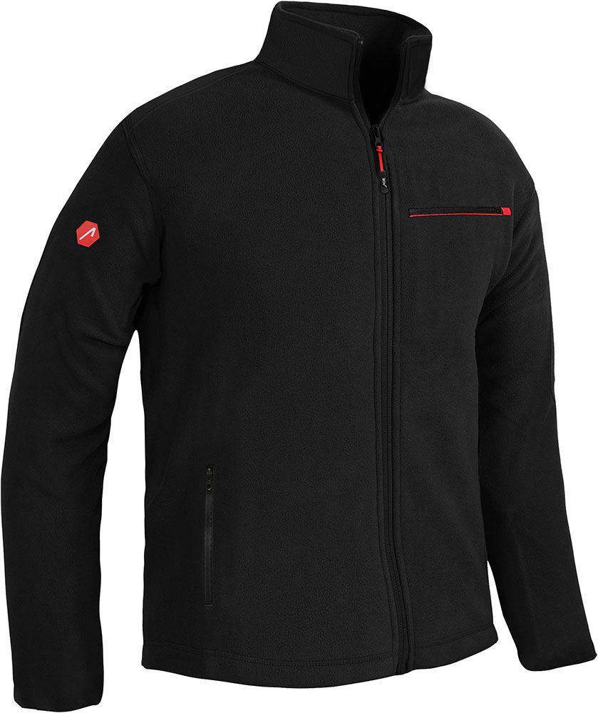 ACE Herren-Fleece-Jacke - warme Outdoor-Jacke ohne Kapuze für Männer - durchgehender Reißverschluss & drei Taschen - Schwarz - S