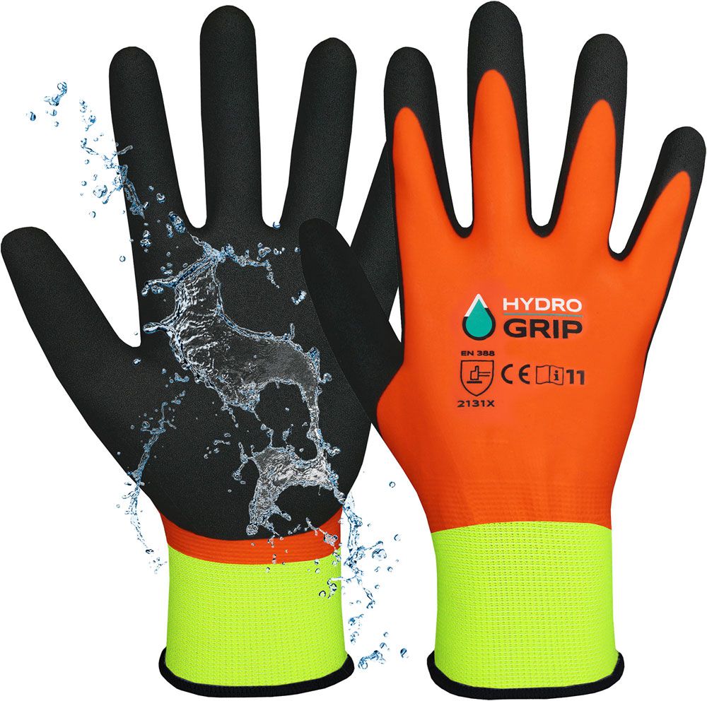 ACE HydroGrip 2 Paar Schutzhandschuhe - Arbeits-Handschuhe gegen Nässe - wasserfest beschichtet