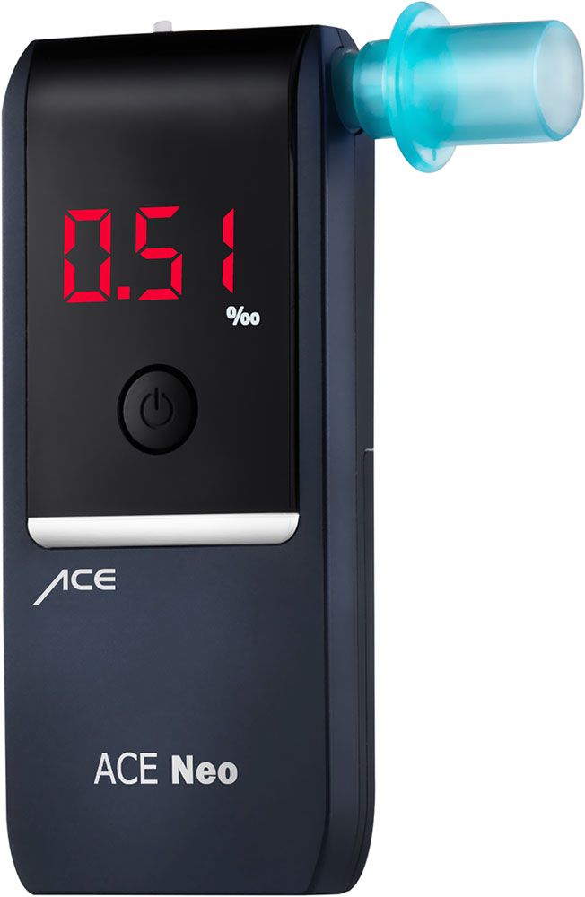 ACE Neo Alkotester - polizeigenauer Alkohol-Tester mit Digital-Display & Messwert-Speicher - kompakter Promille-Messer