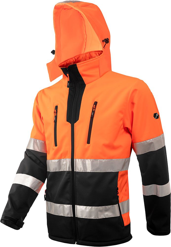 ACE Neon Warnschutz-Jacke - starke Softshell-Warnjacke inkl. Reflektoren  und abnehmbarer Kapuze - EN ISO 20471 - Orange - 3XL -  -  Arbeitsschutz u.v.m. im Onlinehshop