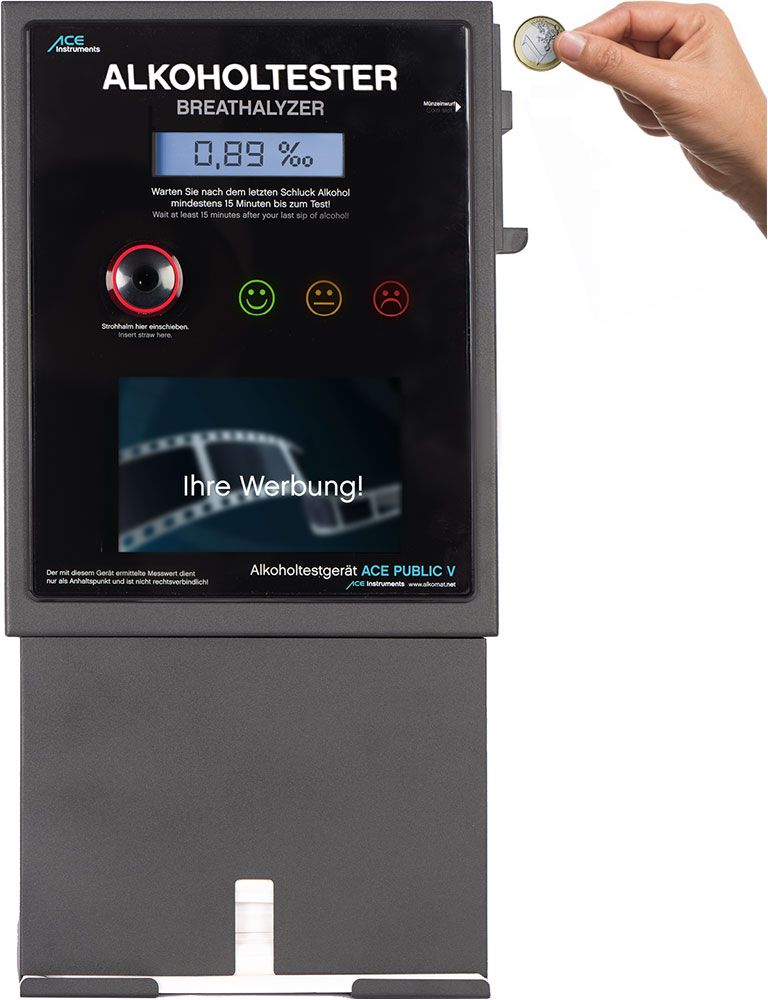 Stationary breathalyser ACE Public V (with video frame, incl. 100