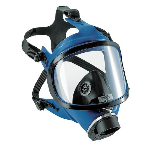 Dräger full-face mask X-plore 6570 made of silicone with polycarbonate lens, blue with plastic tension frame, Rd40 (EN 148-1)