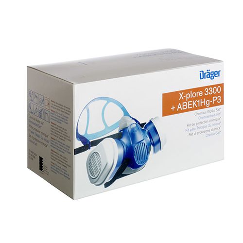 Dräger Set for Chemical Work: X-plore 3300, Size M with 2 filters A1B1E1K1 Hg P3 R D