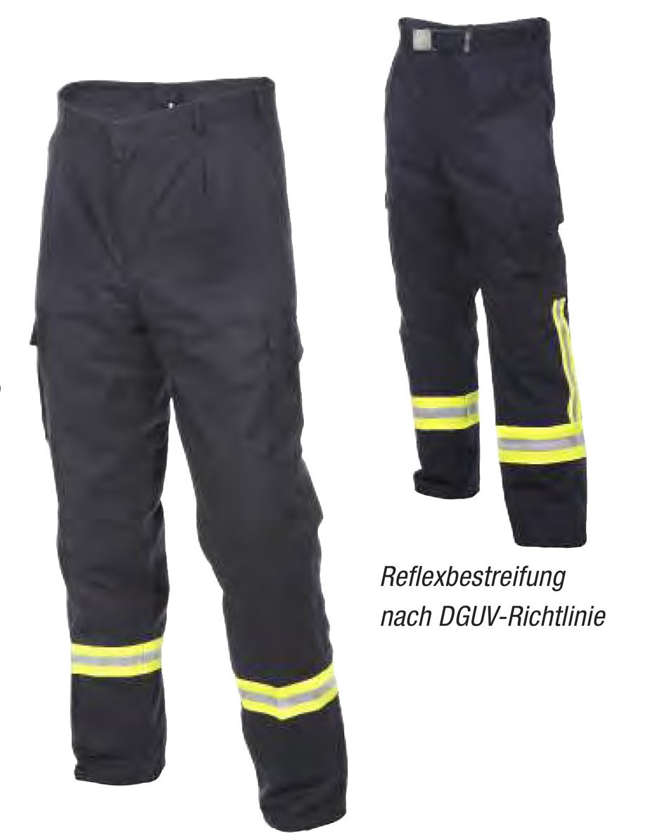 Novotex ISOMAT Feuerwehr-Bundhose HuPF Teil 2 mit Reflexstreifen nach DGUV | Baumwolle FR Flamstop 54