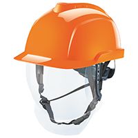ABVERKAUF: MSA V-Gard 950 Profi- / Elektrikerhelm mit Schutzvisier, orange, unbelüftet (Auslaufartikel)