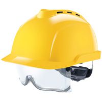 MSA V-Gard 930 professional helmet with goggles, yellow, ventilated