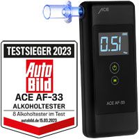 ACE AF-33 Alkotester - the #1 breathalyser according to AUTO BILD (comparison 2022/23) - police-grade accuracy alcohol tester