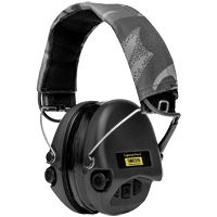 Sordin Supreme Pro-X (ACE) Aktiver Kapsel-Gehörschutz - EN 352 - mit Night-Camo-Stoffband, Gelkissen & schwarzen Kapseln