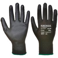 ABVERKAUF: 12 Paar Portwest A129 Arbeits-Handschuhe - atmungsaktiv & ergonomisch - für die Arbeit - EN 388/420 - Schwarz - 08/M
