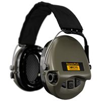 Sordin Supreme Pro-X Aktiver Kapsel-Gehörschutz - EN 352 - Version mit schwarzem Stoffband, Gelkissen & grünen Kapseln