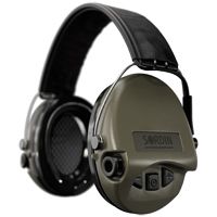 Sordin Supreme Pro Aktiver Kapsel-Gehörschutz - EN 352 - Version mit Lederband, Schaumkissen & grünen Kapseln