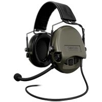 Sordin Supreme MIL CC Slim Gehörschutz - aktiver Militär-Gehörschützer - Nexus-Downlead, Leder-Band & grüne Kapsel