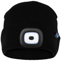 PRO FIT Winter Hat with LED Light - Acrylic Knitted Hat with Lamp - Rechargeable - Soft, Warm & Comfortable - Black