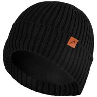 ACE Winter-Mütze - Strick-Mütze aus Schaf-Wolle für Erwachsene - Woll-Beanie für Damen & Herren - Schwarz