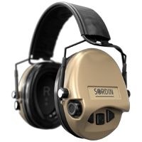 Sordin Supreme MIL SFA Gehörschutz - aktiver Militär-Gehörschützer - 26-32 dB SNR dank Dämmungs-Ring - beige Kapseln