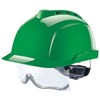 MSA V-Gard 930 professional helmet with goggles, green, ventilated