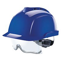 MSA V-Gard 930 professional helmet with goggles, blue, ventilated