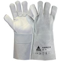 Hase Kairo II Schweißerhandschuhe - Lange Leder-Schutzhandschuhe für Schweißer - EN 388/407/12477 - Grau - 10/XL
