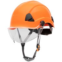 Honeywell Fibre Metal Elektriker-Bauhelm - Schutzhelm für Bau & Industrie - EN 166/397/50365 - mit Klapp-Visier - Orange