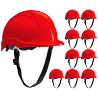 10 ACE Patera Bauhelme - Robuste Schutzhelme für Bau & Industrie - EN 397 - mit einstellbarer Belüftung - Rot