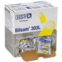 Howard Leight Bilsom 303L Ohrstöpsel - Gehörschutzstöpsel ohne Kordel - Box mit 200 Paar in PE-Tüten