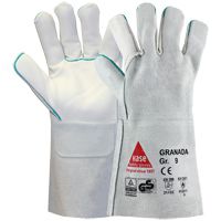 Hase Granada Schweißerhandschuhe - Lange Leder-Schutzhandschuhe für Schweißer - EN 388/407/420 - Grau