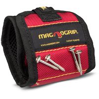 MagnoGrip Magnetband - Praktisches Magnet-Armband für Handwerker - Hält Nägel, Schrauben usw. - Rot-Schwarz - Unisize