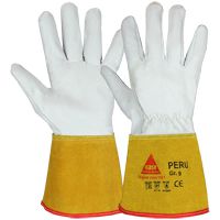 ABVERKAUF: Hase Peru Schweißer-Handschuhe - EN 388/407/420 - Weiß-Braun - Gr. 12/3XL