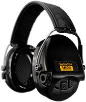 Sordin Supreme Pro-X LED Gehörschutz - aktiver Jagd-Gehörschützer - EN 352 - Gel-Kissen, Leder-Band & schwarze Kapsel