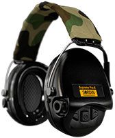 Sordin Supreme Pro-X Gehörschutz - aktiver Jagd-Gehörschützer - EN 352 - Gel-Kissen, Camo-Band & schwarze Kapsel
