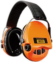 Sordin Supreme Pro-X Gehörschutz - aktiver Jagd-Gehörschützer - EN 352 - Gel-Kissen, Leder-Band & orange Kapsel