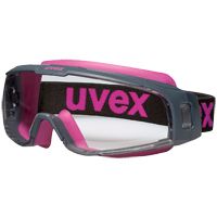 uvex u-sonic 9308 Schutzbrille - kratz- & beschlagfest dank supravision excellence - EN 166/172 - Grau-Pink/Getönt