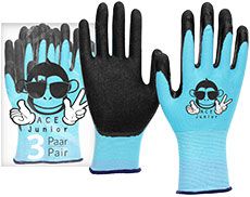 ACE Junior Garten-Arbeitshandschuhe - Schutz-Handschuhe für Jungen - Blau - 5-6 Jahre (3er Pack)