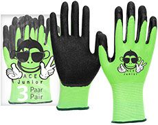 ACE Junior 3 Paar Kinder-Schutzhandschuhe - Garten- & Bastel-Handschuhe für Kids - 5 bis 10 Jahre