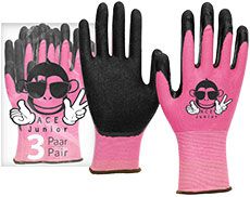 ACE Junior Garten-Arbeitshandschuhe - Schutz-Handschuhe für Mädchen - Pink - 5-6 Jahre (3er Pack)