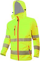 ACE Neon Lite Warnschutz-Jacke - Softshell-Warnjacke inkl. Reflektoren und abnehmbarer Kapuze - EN ISO 20471 - Gelb - L