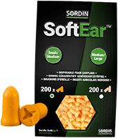 Sordin SoftEar Ohrstöpsel - 100 Einweg-Ohrenstöpsel - Gehörschutz-Stöpsel mit Kordel - EN 352-2 (33 dB SNR) - Orange - S/M