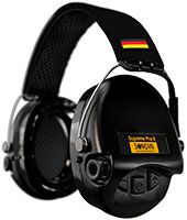 Sordin Supreme Pro-X Gehörschutz - aktiver Kapsel-Gehörschützer - Kopfband mit Länder-Flaggen (DE/FR/IT/PL/UA/US)